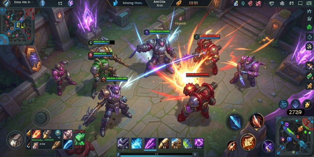 Tampilan gameplay menegangkan di arena pertarungan MOBA.