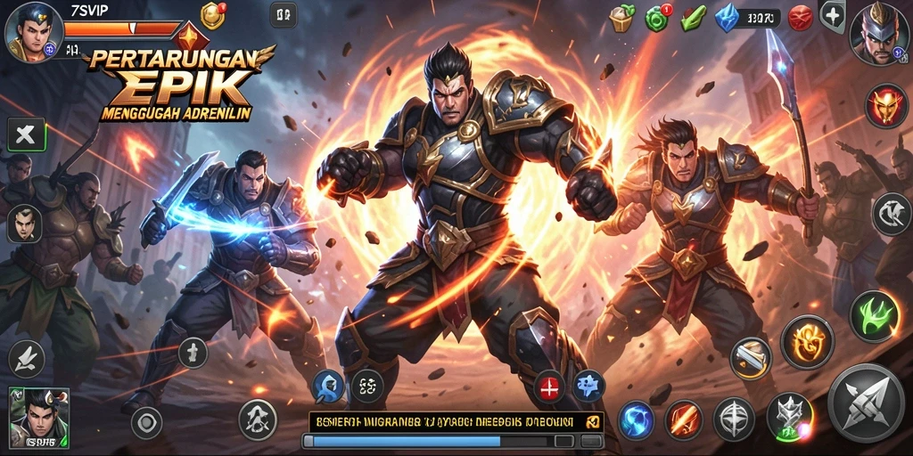 Screenshot gameplay 7SVIP menampilkan pertarungan intens antar karakter.