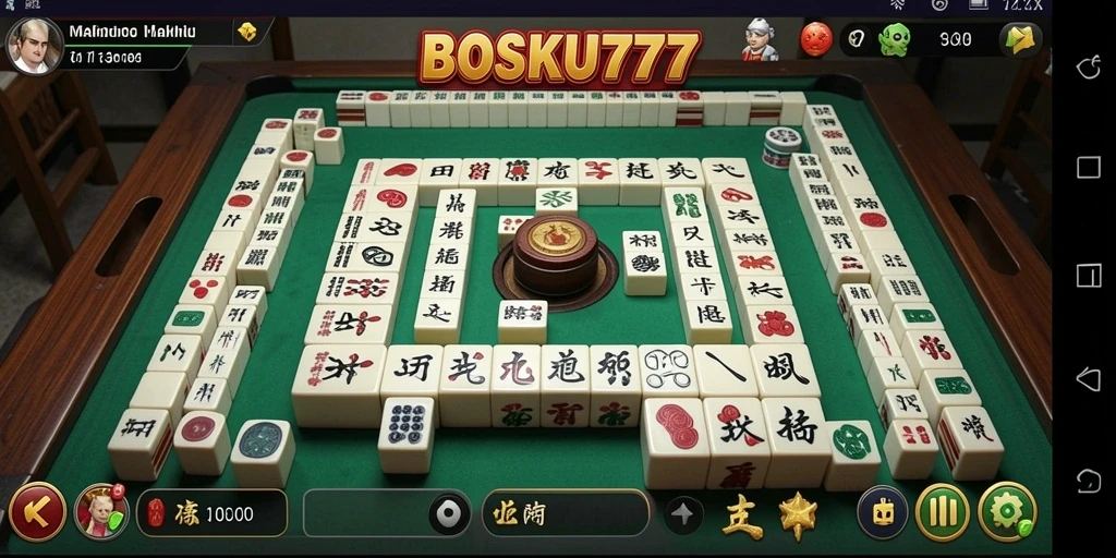 Screenshot gameplay BOSKU777 yang menampilkan tantangan Mahjong yang seru.
