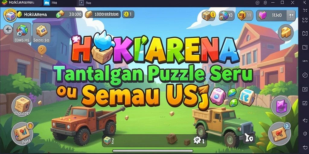 Halaman gameplay HOKIARENA menampilkan tantangan Puzzle penuh warna.