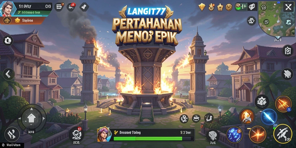 Tampilan menarik gameplay Tower Defense LANGIT77 yang mendebarkan.