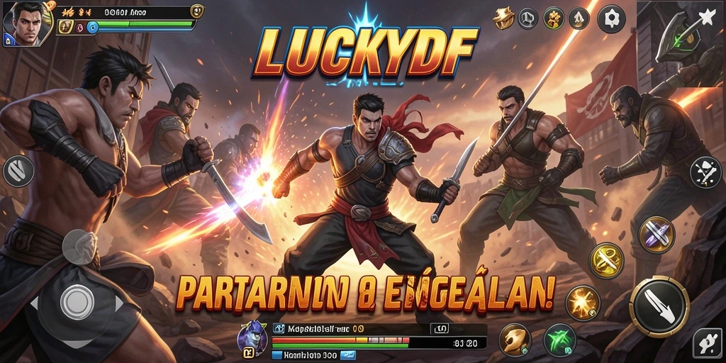 Tampilan gameplay LUCKYDF dengan aksi pertarungan yang mendebarkan.