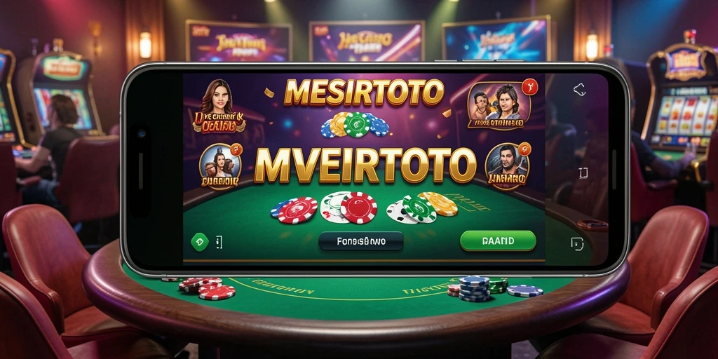 Screenshot gameplay MESIRTOTO dengan dealer langsung dan suasana kasino.