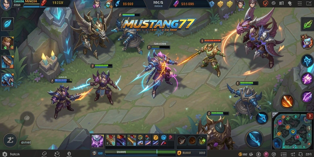 Gameplay seru dari MUSTANG77 dalam pertandingan MOBA.